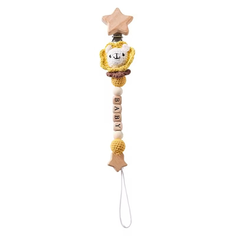 Personalized Baby Name Pacifier Clip – Crochet Animal Teether Chain, Newborn Dummy Nipple Holder, Custom Teething Toy Gift