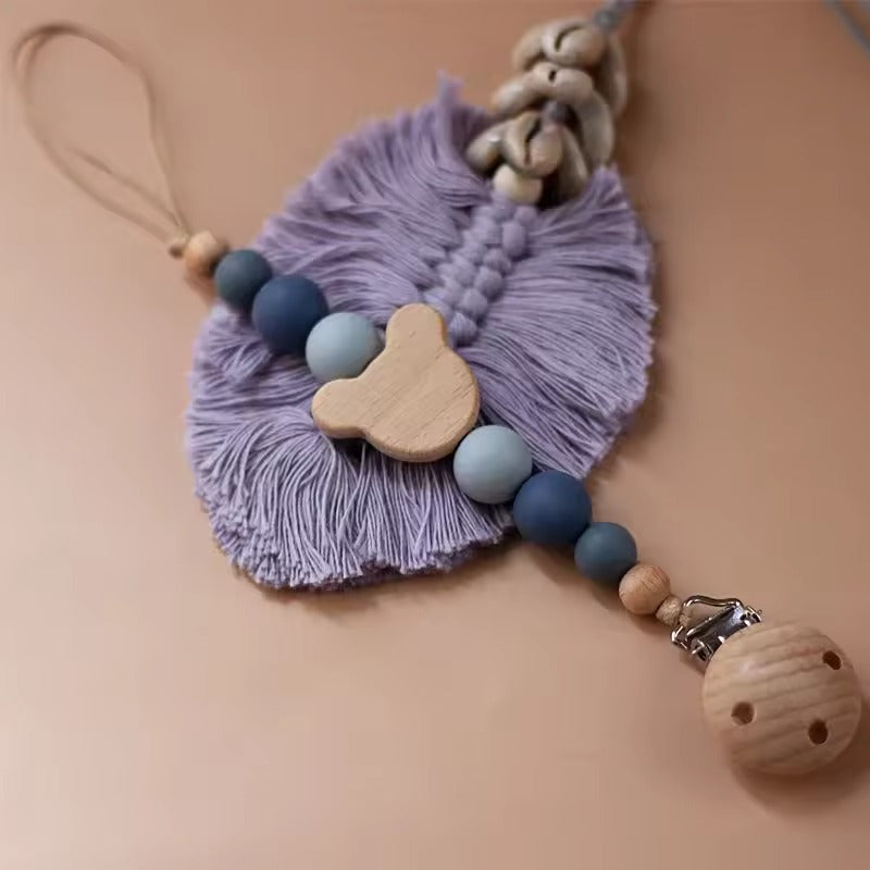 Custom Name Wooden Pacifier Clip – Personalized Baby Silicone Bead Soother Holder, Teething Chain, Newborn Gift