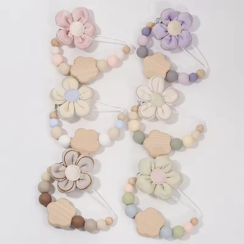 Personalized Baby Pacifier Clip, Custom Name Wooden & Silicone Bead Teether, Dummy Nipple Holder, Newborn Gift for Boys & Girls