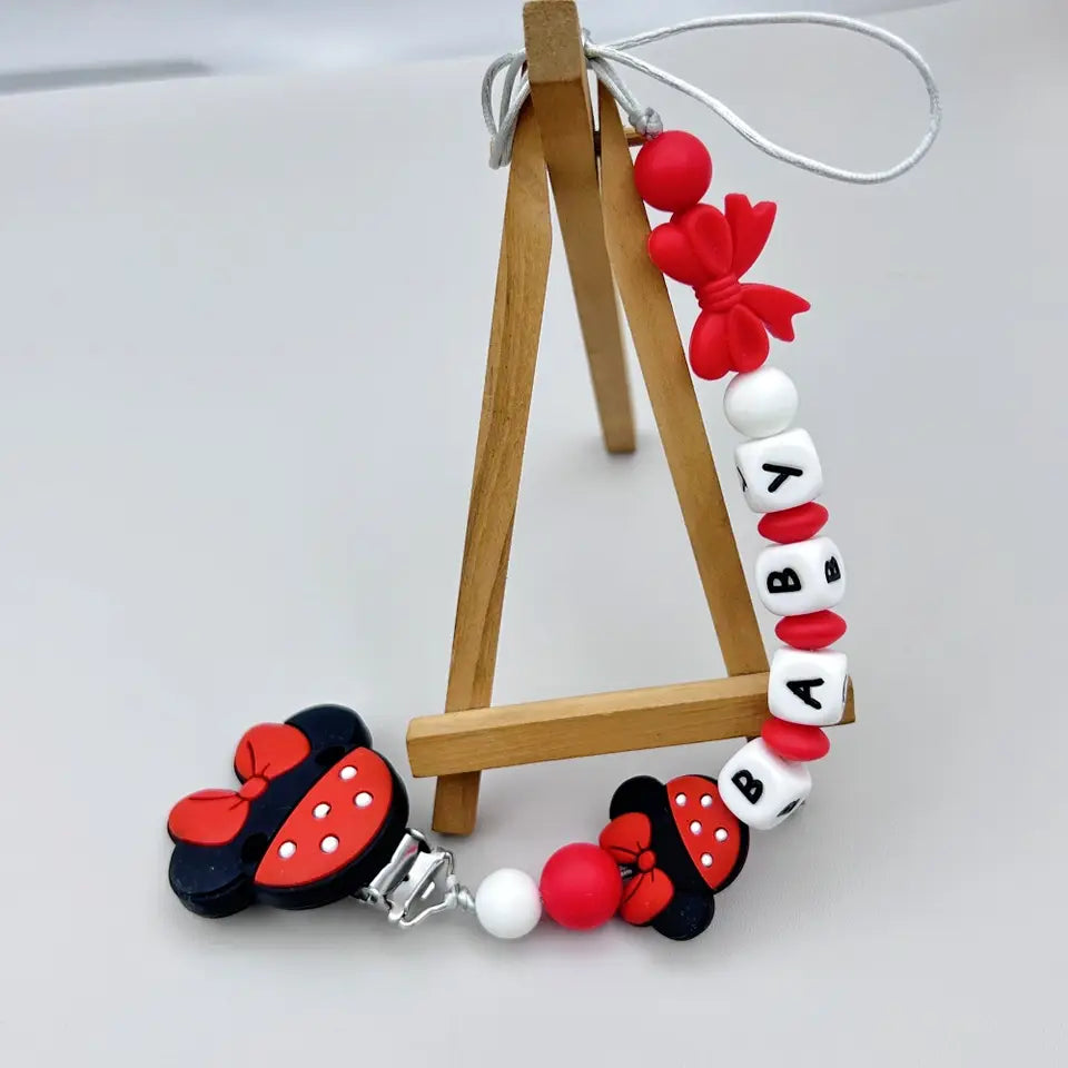 Personalized Baby Pacifier Clip – Custom Name Silicone Beads Teether Toy, Dummy Holder, Pacifier Chain Gift