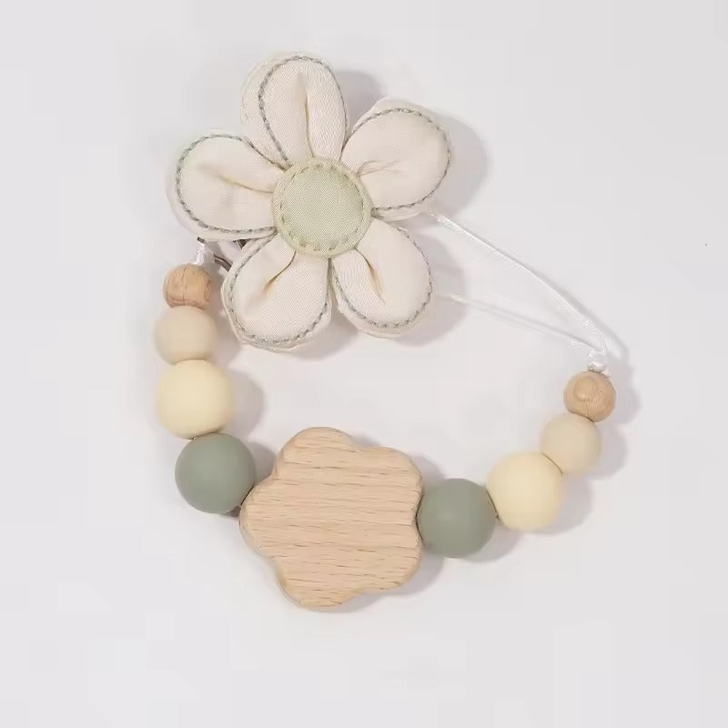 Personalized Baby Pacifier Clip, Custom Name Wooden & Silicone Bead Teether, Dummy Nipple Holder, Newborn Gift for Boys & Girls