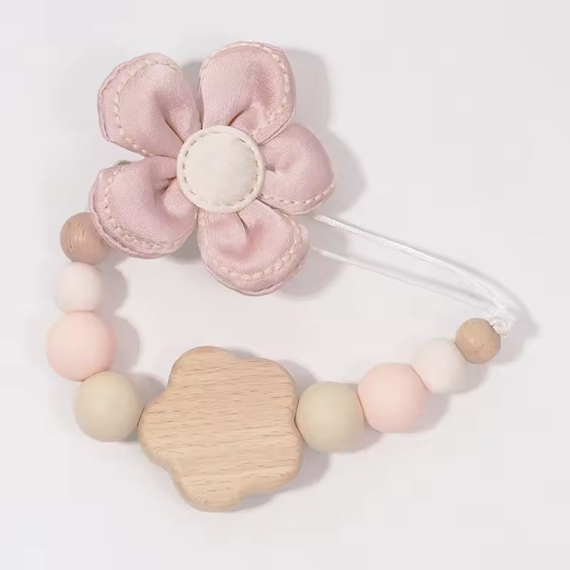 Personalized Baby Pacifier Clip, Custom Name Wooden & Silicone Bead Teether, Dummy Nipple Holder, Newborn Gift for Boys & Girls