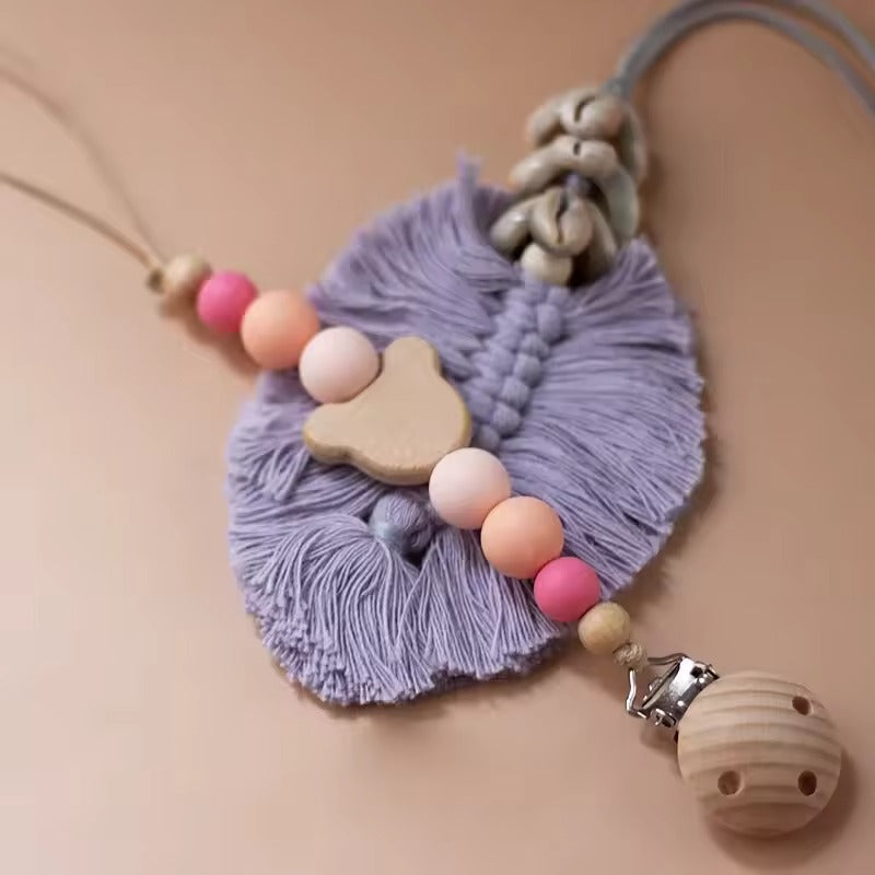 Custom Name Wooden Pacifier Clip – Personalized Baby Silicone Bead Soother Holder, Teething Chain, Newborn Gift