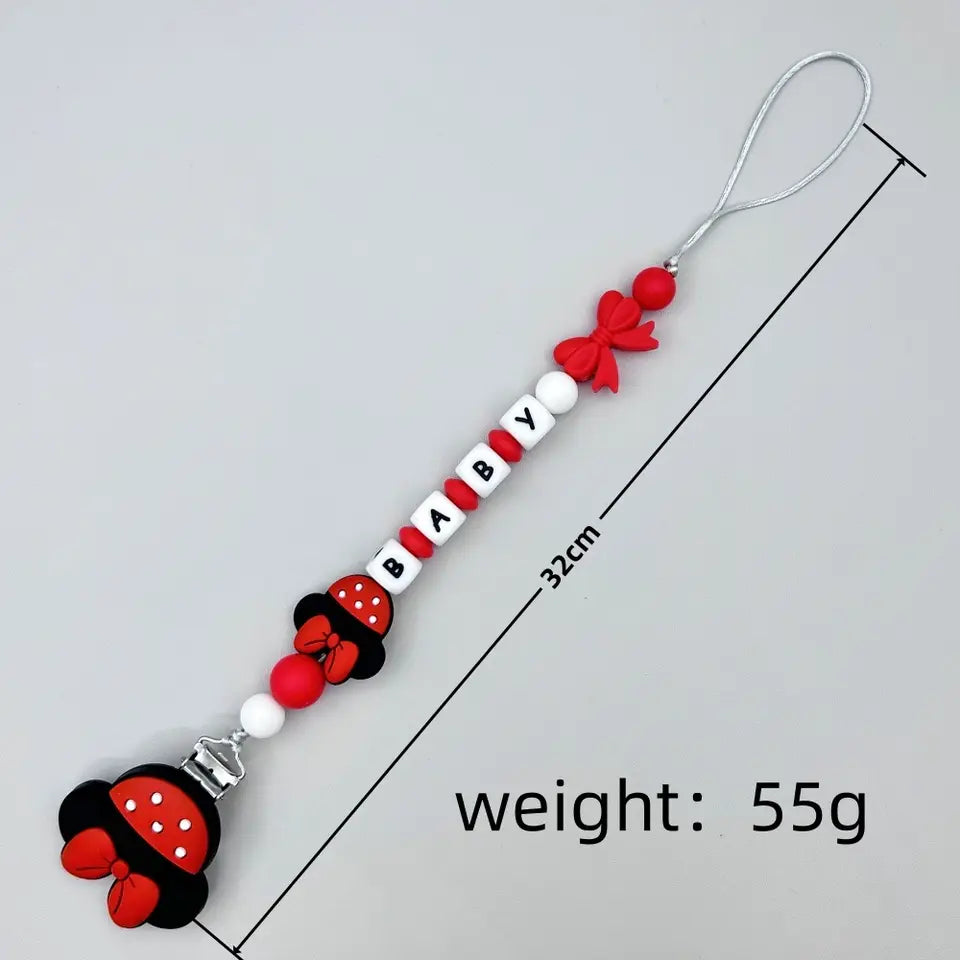Personalized Baby Pacifier Clip – Custom Name Silicone Beads Teether Toy, Dummy Holder, Pacifier Chain Gift