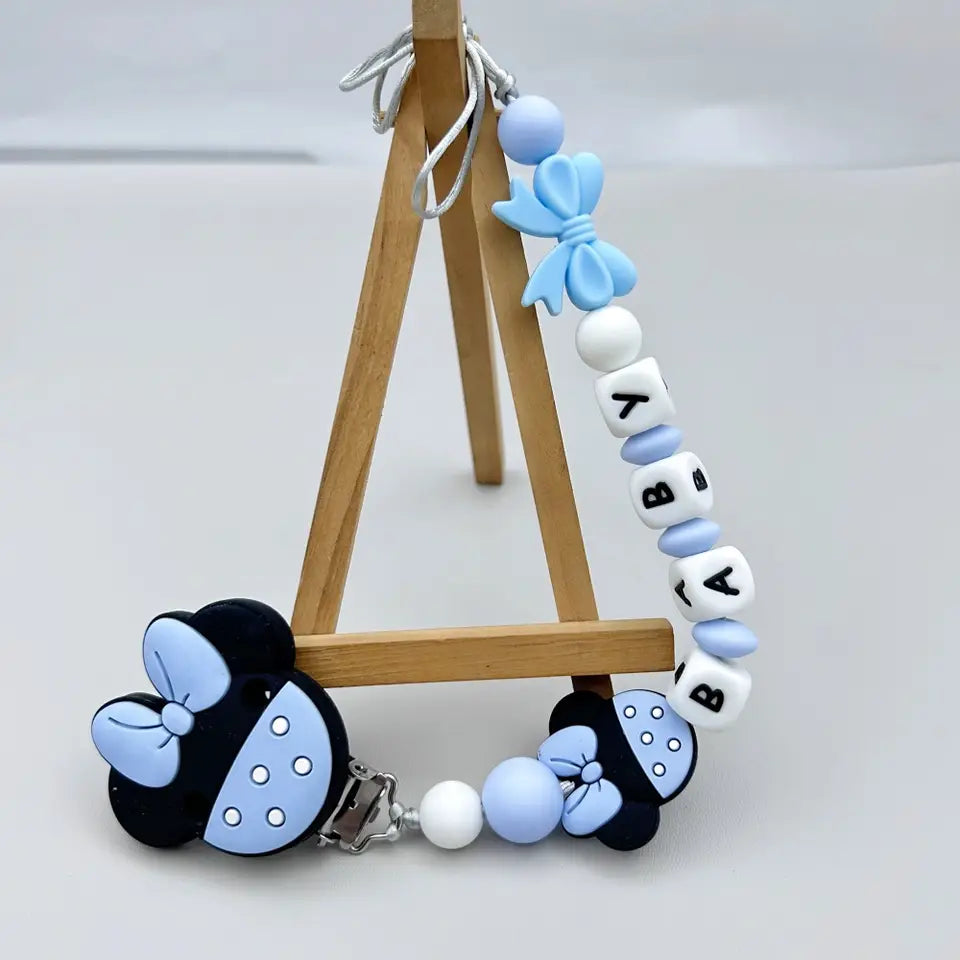 Personalized Baby Pacifier Clip – Custom Name Silicone Beads Teether Toy, Dummy Holder, Pacifier Chain Gift