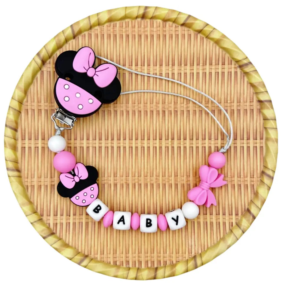 Personalized Baby Pacifier Clip – Custom Name Silicone Beads Teether Toy, Dummy Holder, Pacifier Chain Gift