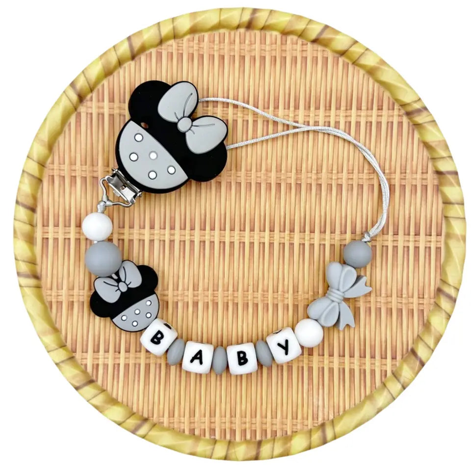 Personalized Baby Pacifier Clip – Custom Name Silicone Beads Teether Toy, Dummy Holder, Pacifier Chain Gift