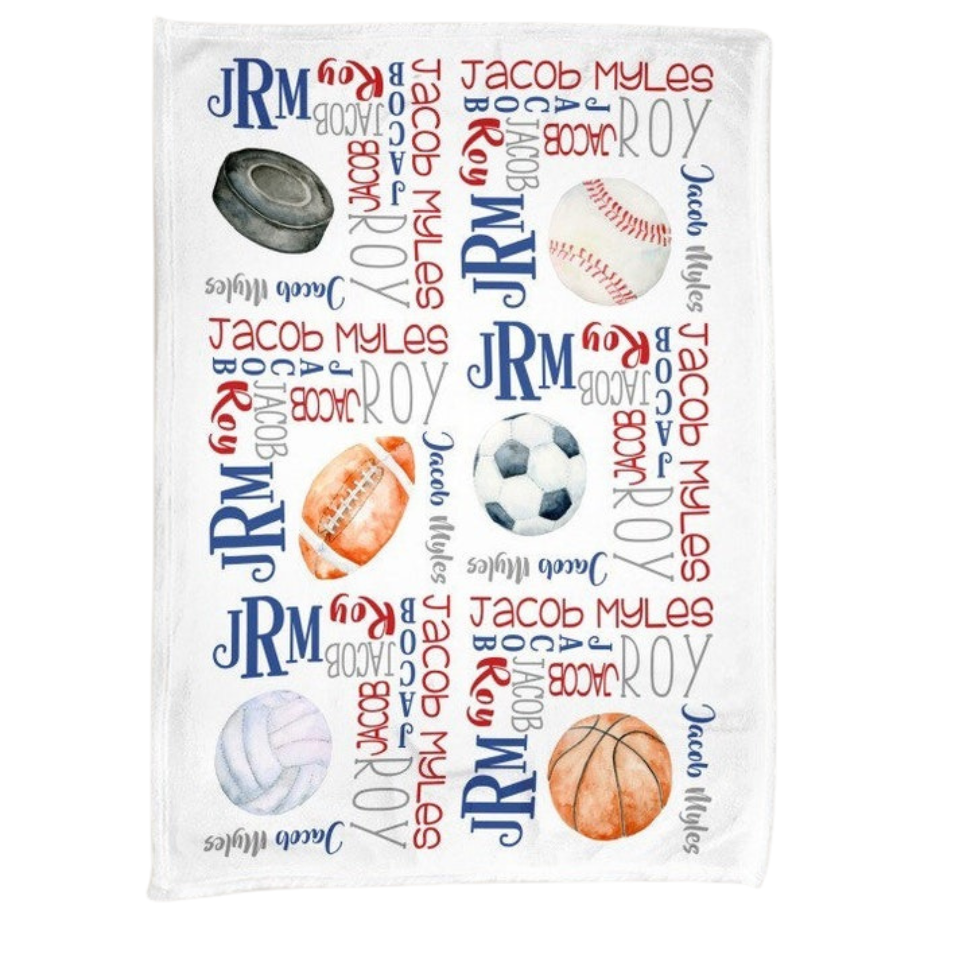 Personalized Sports Baby Blanket – Custom Name Baby Blanket, Sports Themed Newborn Blanket, Baby Shower Gift, Soft Throw Blanket for Boys or Girls