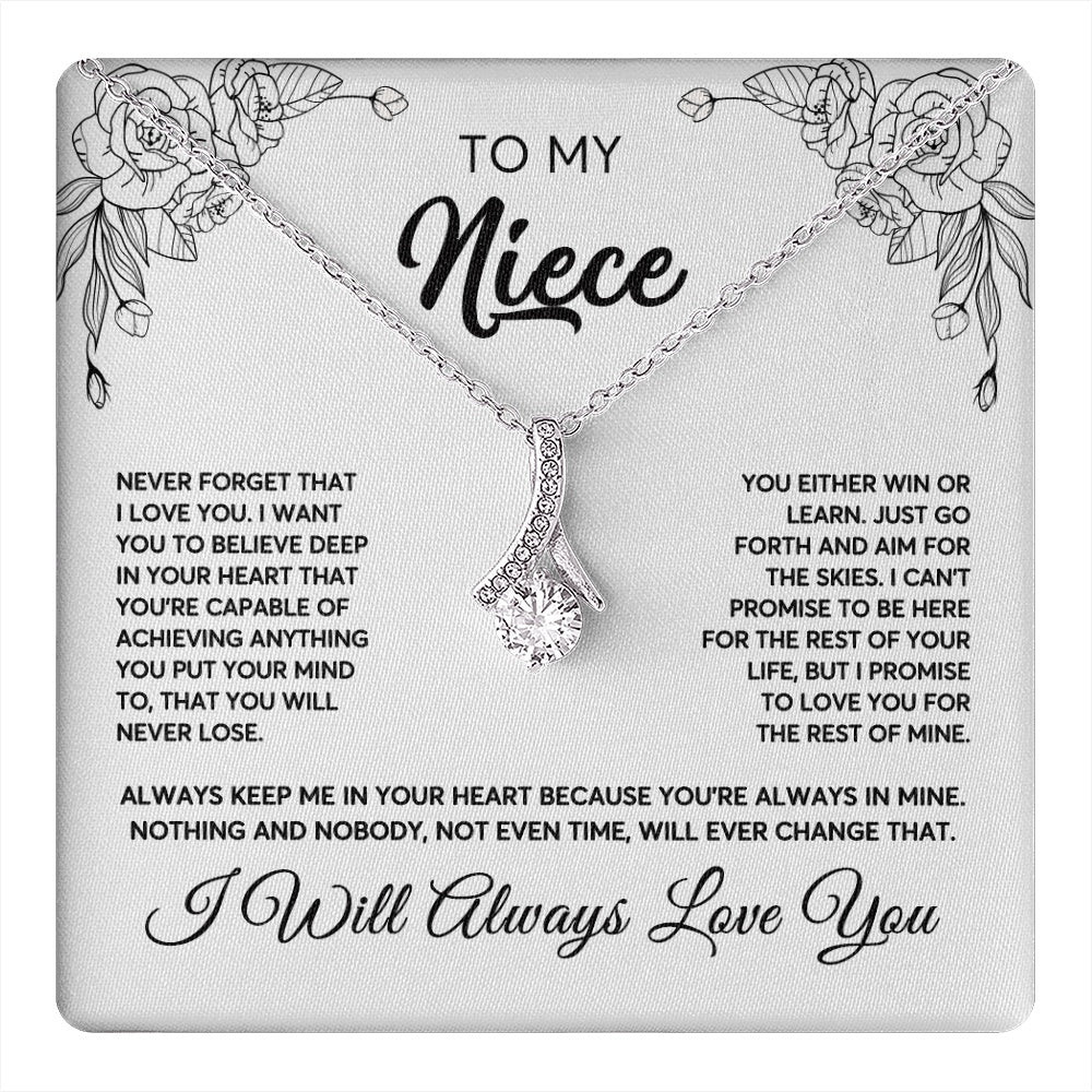 To My Niece Necklace From Aunt Uncle Never Forget That I Love You Niece  Birthday Christmas Gift Box Message Card