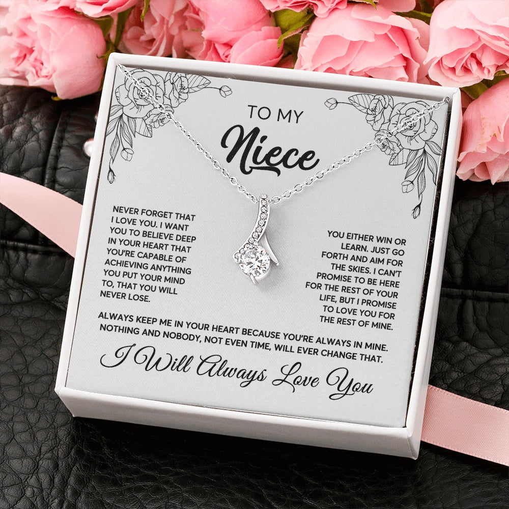 To My Niece Necklace From Aunt Uncle Never Forget That I Love You Niece  Birthday Christmas Gift Box Message Card