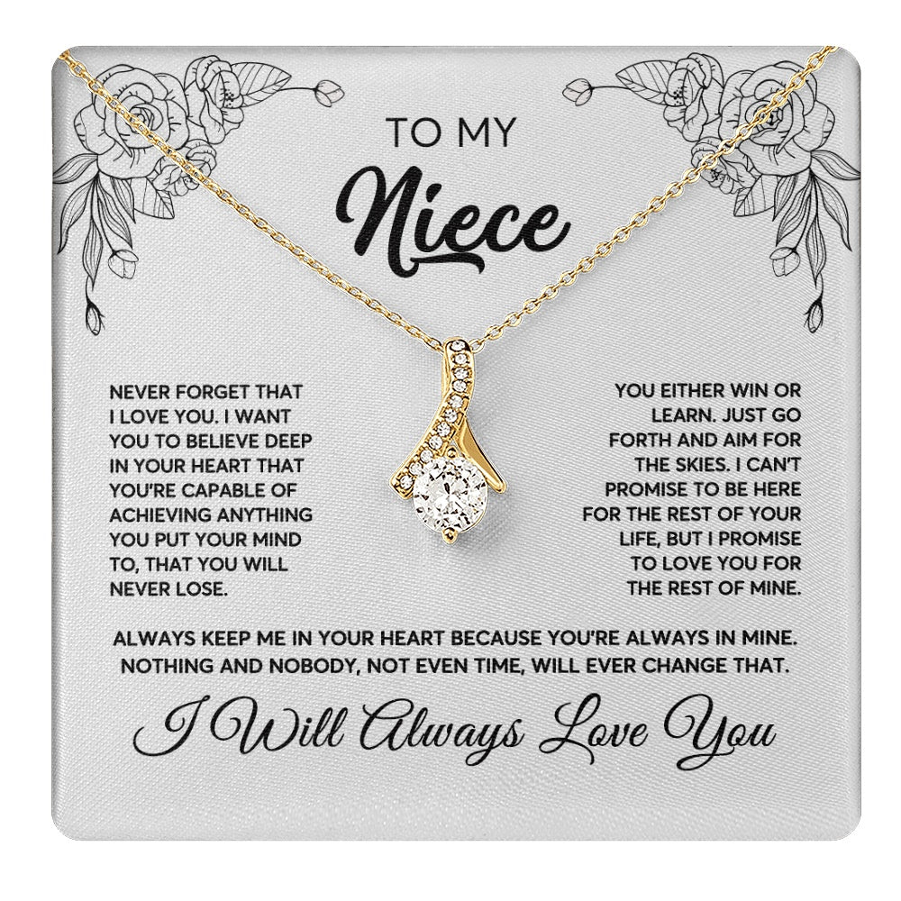 To My Niece Necklace From Aunt Uncle Never Forget That I Love You Niece  Birthday Christmas Gift Box Message Card