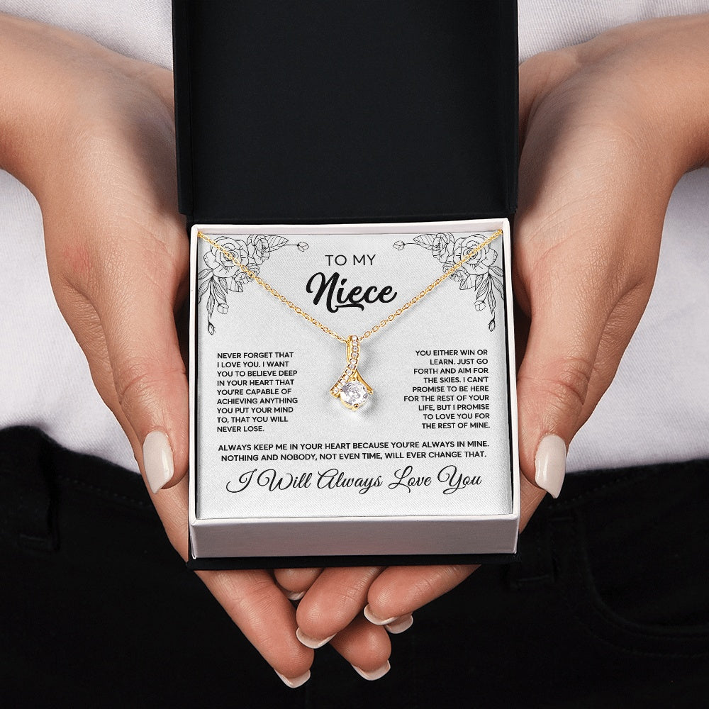 To My Niece Necklace From Aunt Uncle Never Forget That I Love You Niece  Birthday Christmas Gift Box Message Card