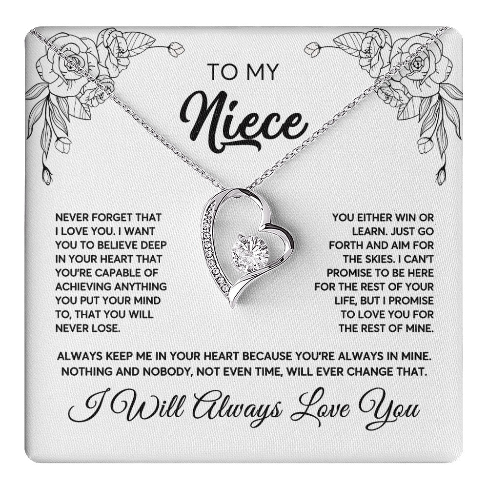 To My Niece Necklace From Aunt Uncle Never Forget That I Love You Niece  Birthday Christmas Gift Box Message Card