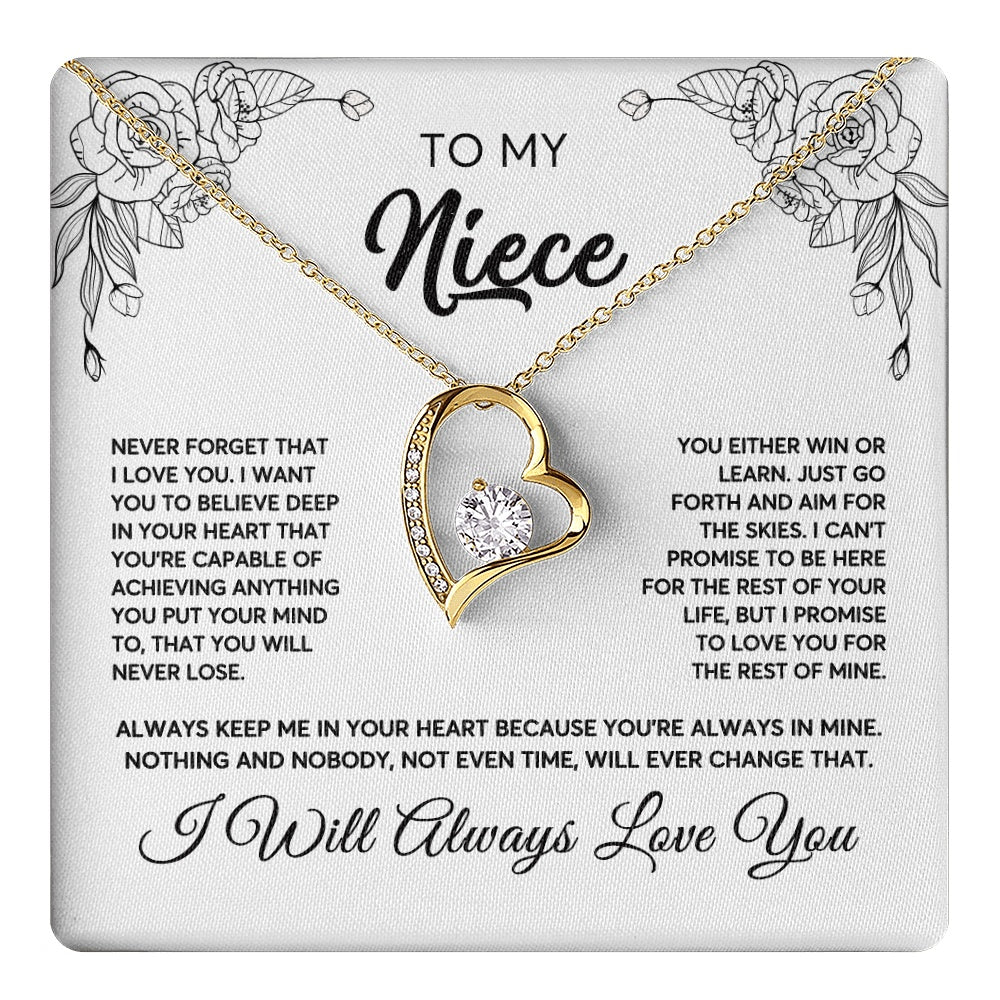 To My Niece Necklace From Aunt Uncle Never Forget That I Love You Niece  Birthday Christmas Gift Box Message Card