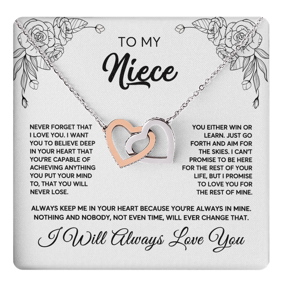 To My Niece Necklace From Aunt Uncle Never Forget That I Love You Niece  Birthday Christmas Gift Box Message Card