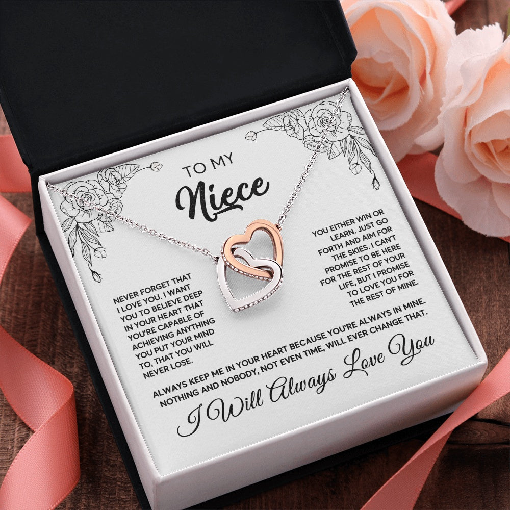 To My Niece Necklace From Aunt Uncle Never Forget That I Love You Niece  Birthday Christmas Gift Box Message Card