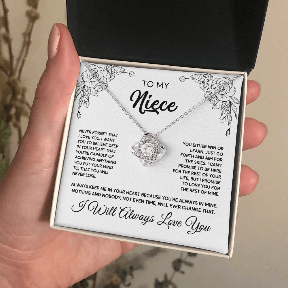 To My Niece Necklace From Aunt Uncle Never Forget That I Love You Niece  Birthday Christmas Gift Box Message Card