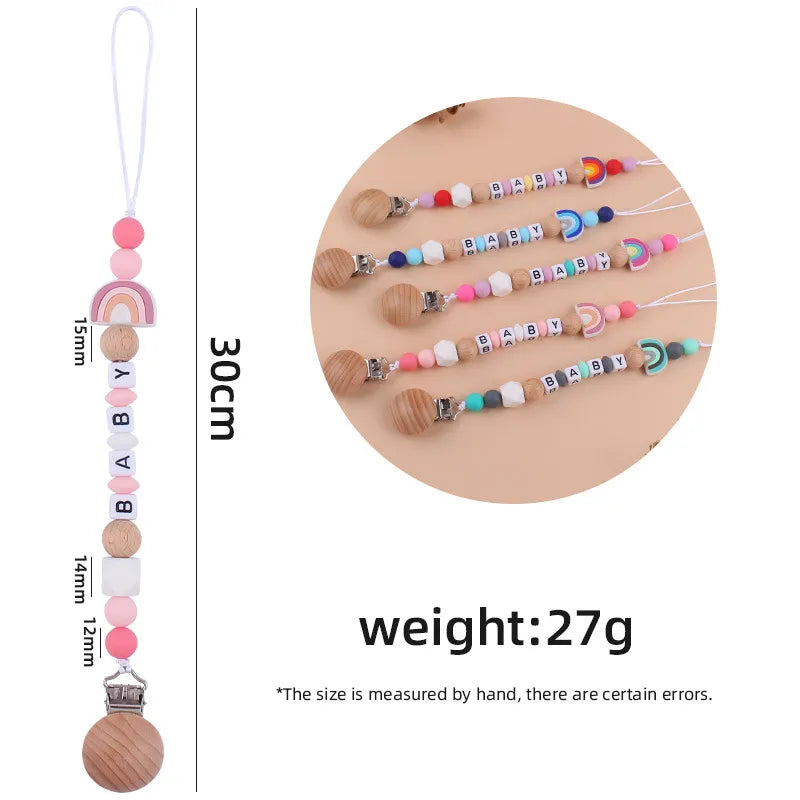Personalized Baby Pacifier Clip – BPA-Free Silicone Rainbow Holder & Teether Chain - Babyclipstore TRKS3522