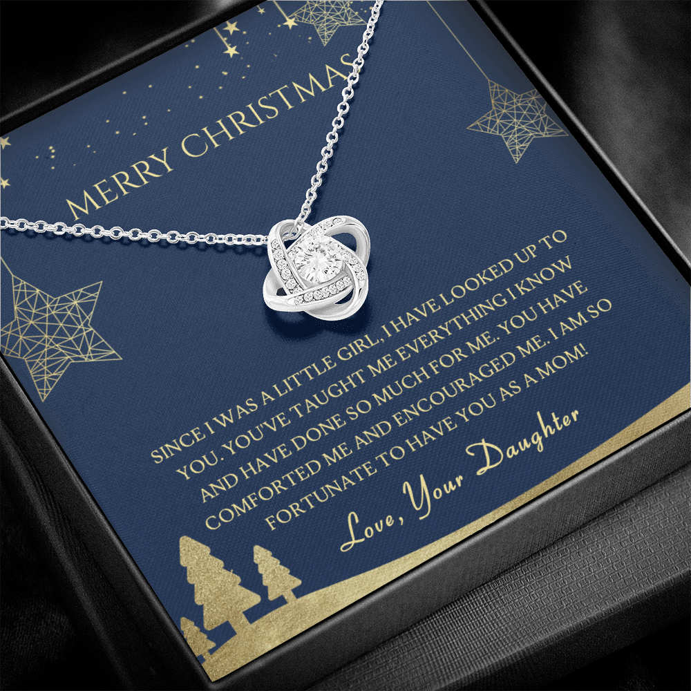 Since I Was a Little Girl Merry Christmas Mom Love Knot Necklace - KDadorn
