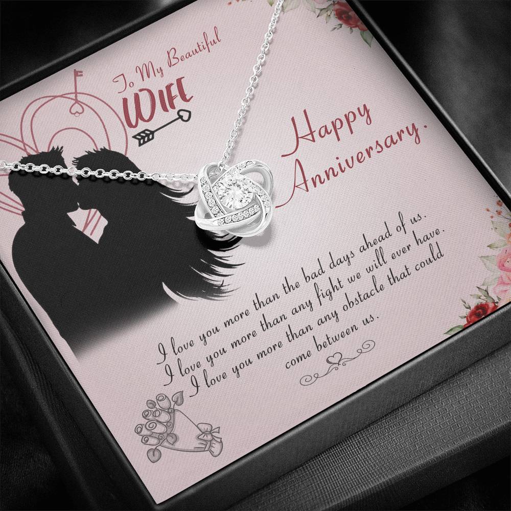 To My Beautiful Wife Happy Anniversary Love Knot Necklace - KDadorn