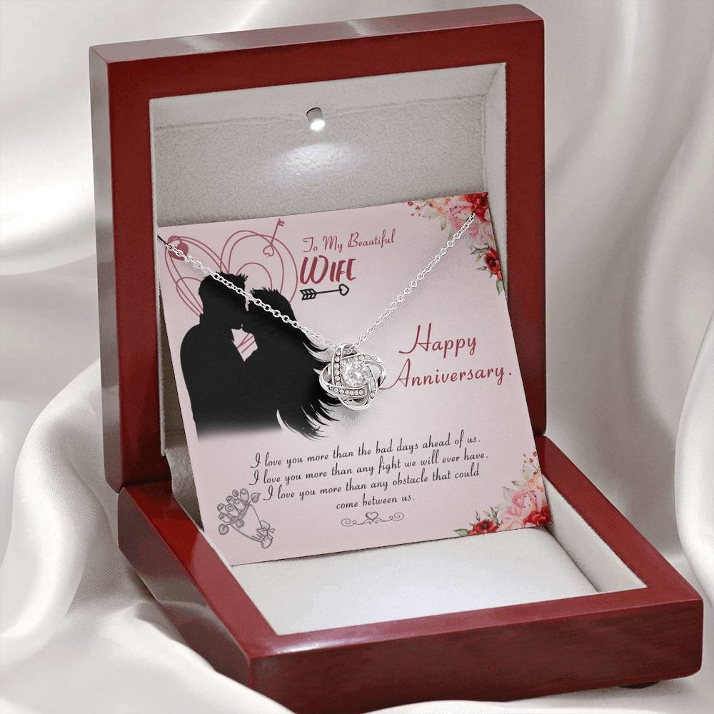 To My Beautiful Wife Happy Anniversary Love Knot Necklace - KDadorn