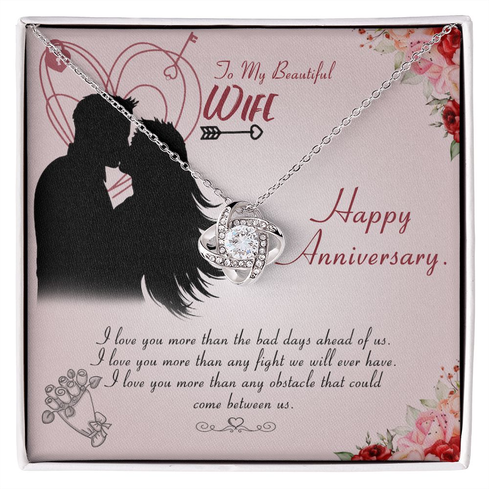 To My Beautiful Wife Happy Anniversary Love Knot Necklace - KDadorn