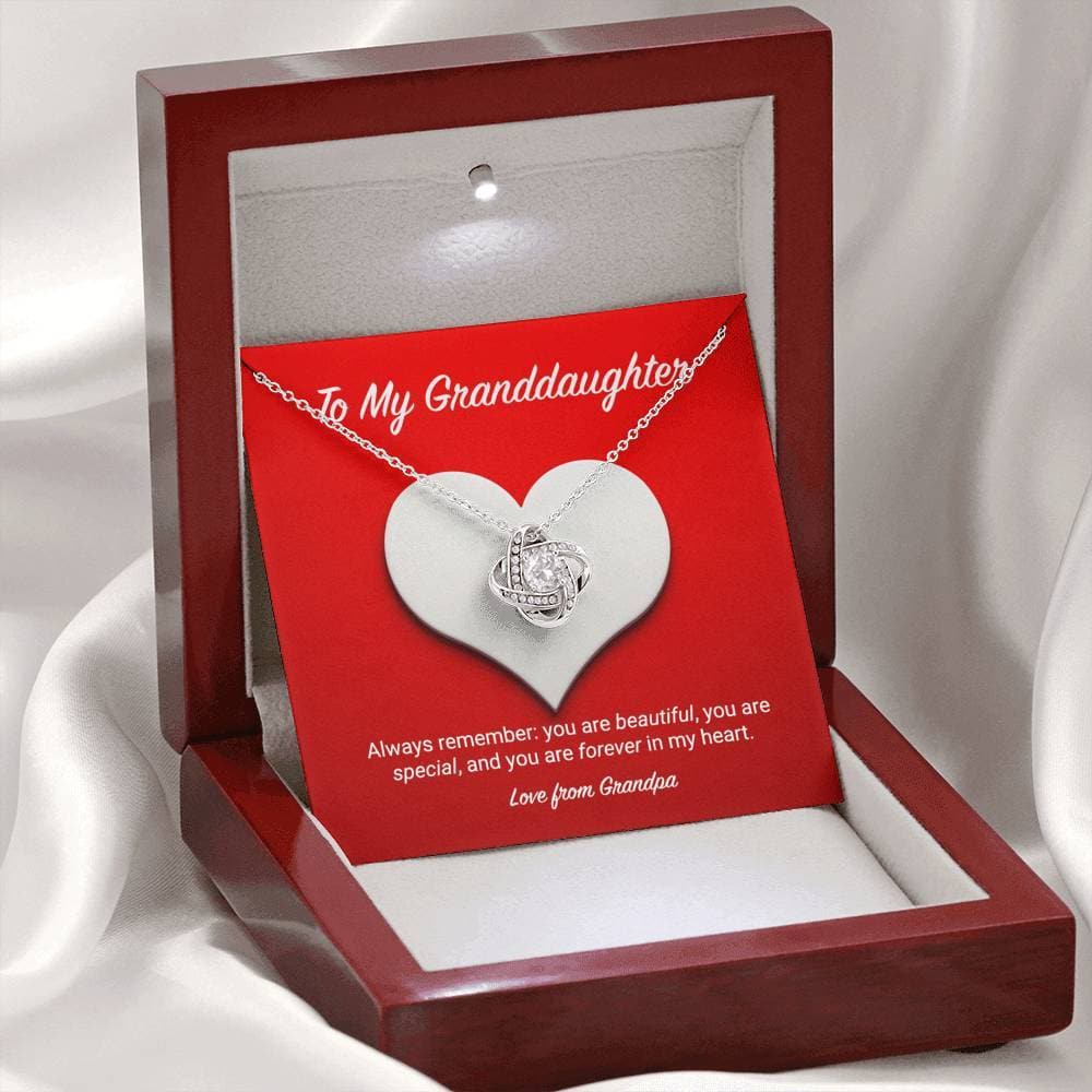 To My Granddaughter from Grandpa Love Knot Necklace - KDadorn