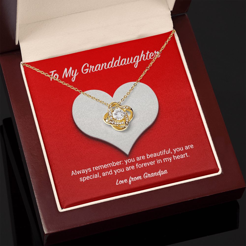 To My Granddaughter from Grandpa Love Knot Necklace - KDadorn