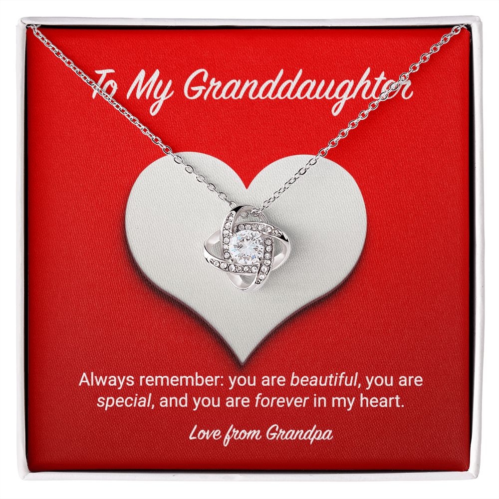 To My Granddaughter from Grandpa Love Knot Necklace - KDadorn