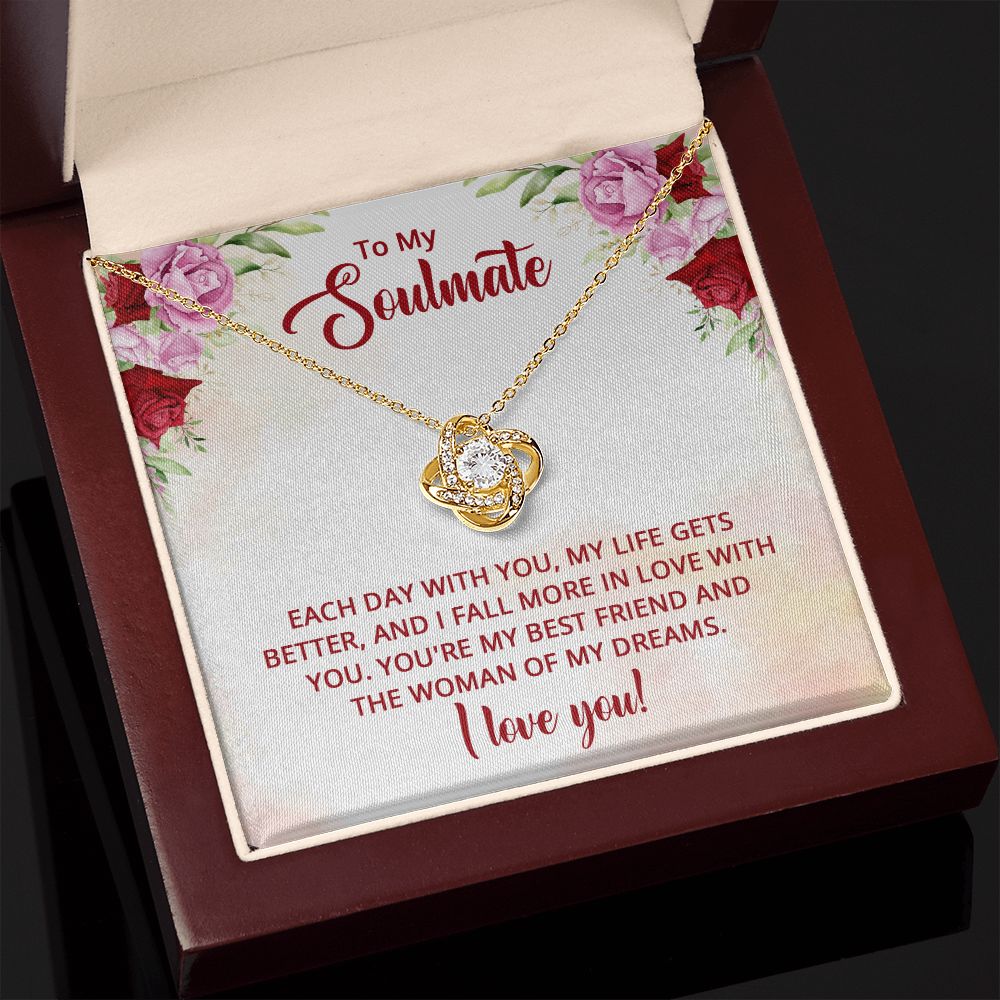 To My Soulmate My Life Gets Better Love Knot Necklace - KDadorn
