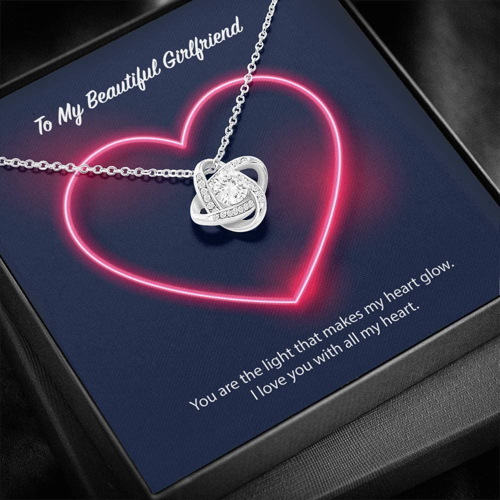 To My Beautiful Girlfriend Neon Heart Love Knot Necklace - KDadorn