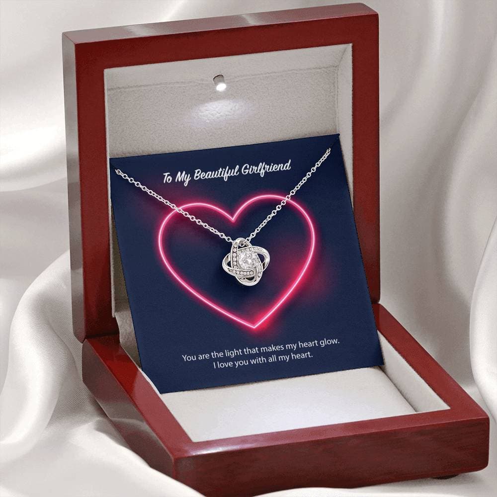 To My Beautiful Girlfriend Neon Heart Love Knot Necklace - KDadorn