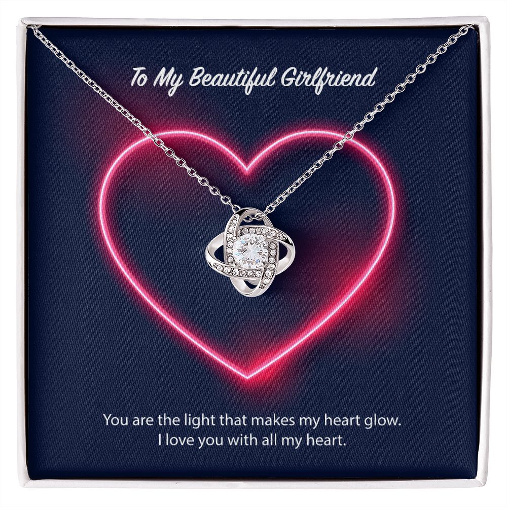 To My Beautiful Girlfriend Neon Heart Love Knot Necklace - KDadorn