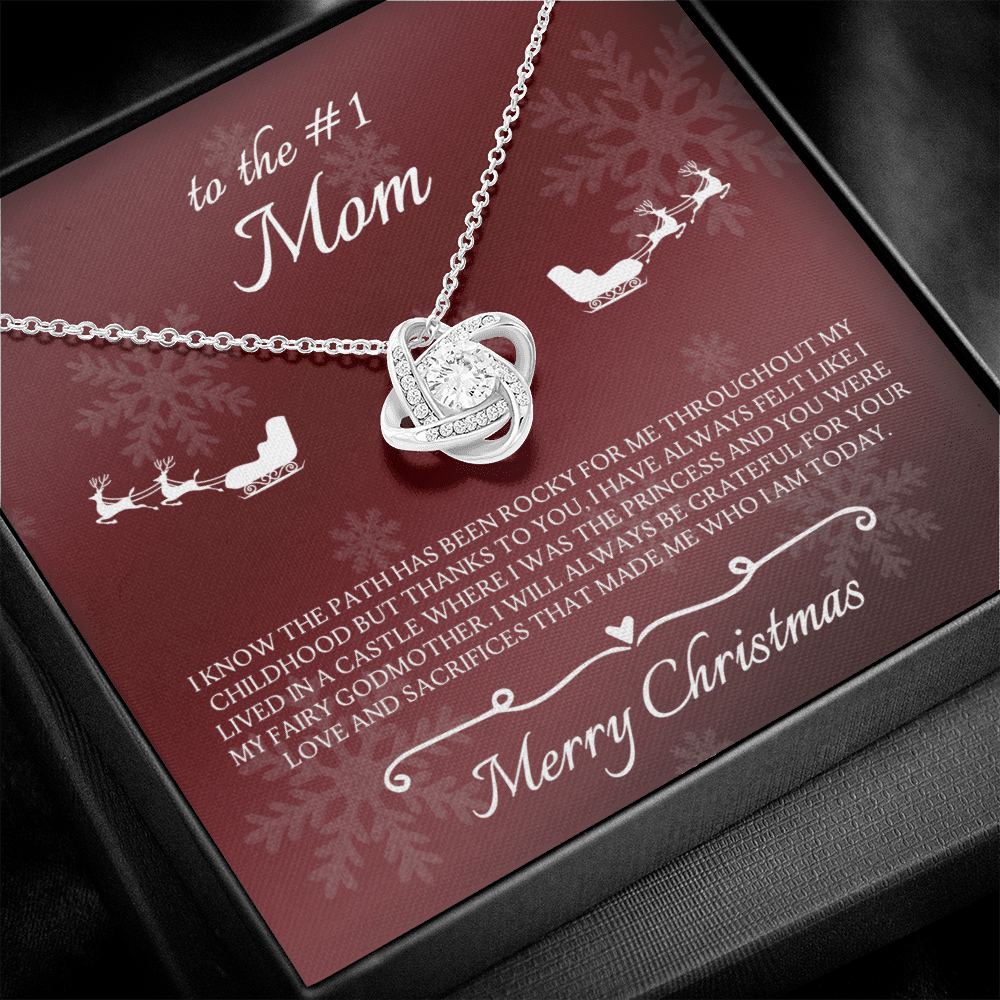 To The #1 Mom Merry Christmas From Daughter Love Knot Necklace - KDadorn