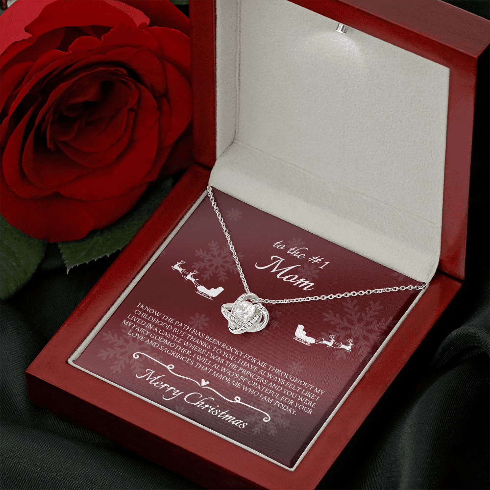 To The #1 Mom Merry Christmas From Daughter Love Knot Necklace - KDadorn