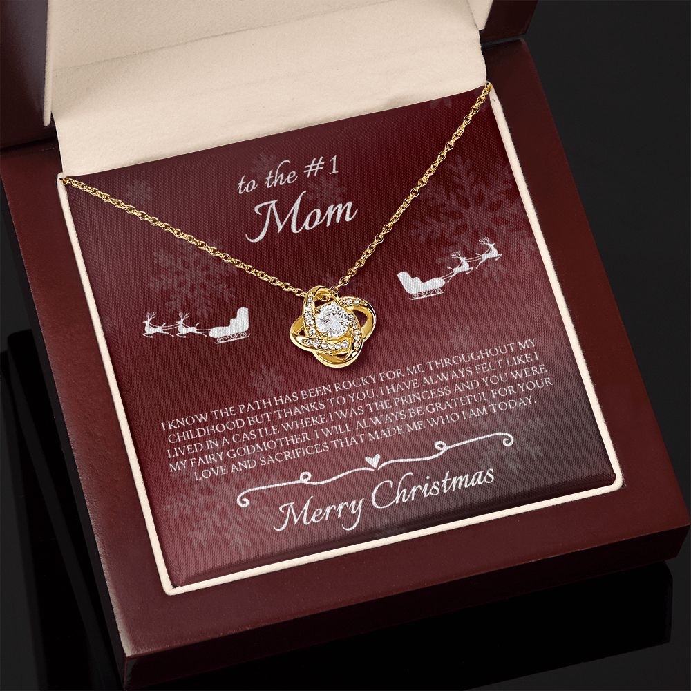 To The #1 Mom Merry Christmas From Daughter Love Knot Necklace - KDadorn