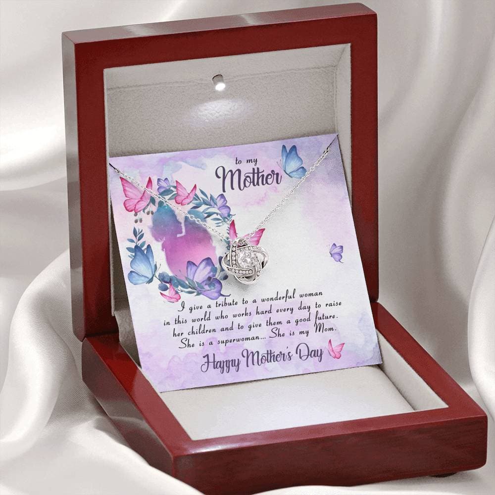 To My Mother I Give A Tribute Love Knot Necklace - KDadorn