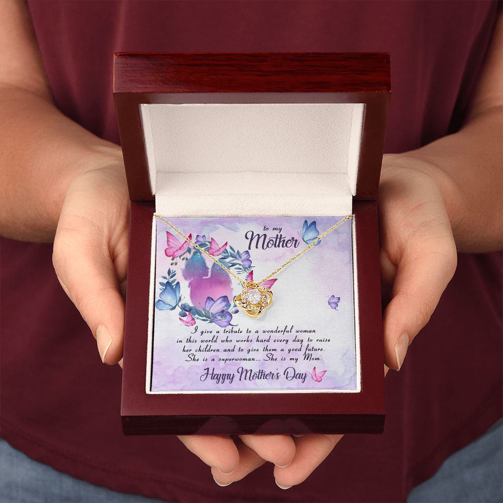 To My Mother I Give A Tribute Love Knot Necklace - KDadorn