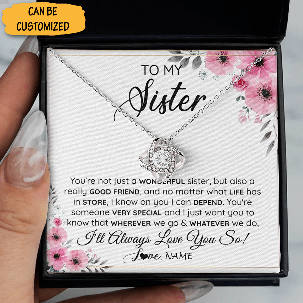 Personalized To My Sister Love Knot Necklace With Messages Jewelry Necklaces Sentimental Sister Gifts - KDadorn