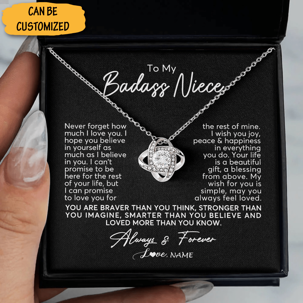 Custom To My Badass Niece Necklace Sterling Silver Love Knot Necklace Special Niece Jewellery Gift Box - KDadorn