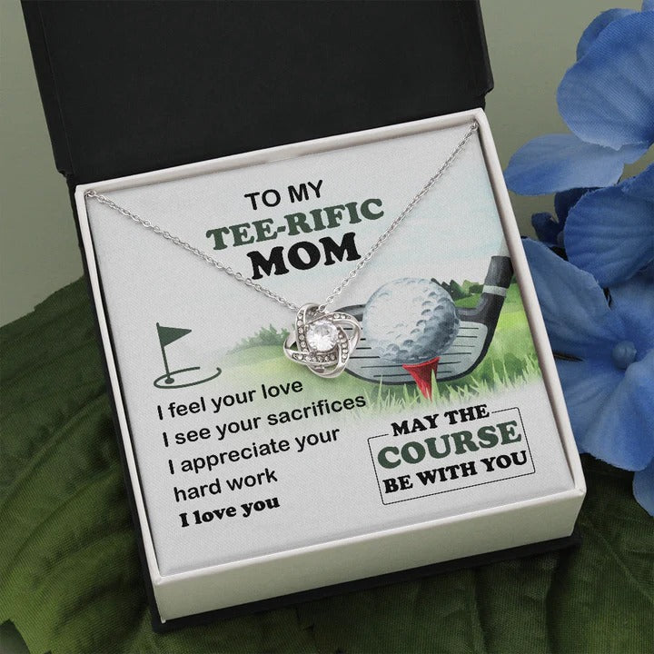 To My Tee Rific Mom Knot Necklace With Message Card May The Course Be With You Mothers Necklace - KDadorn