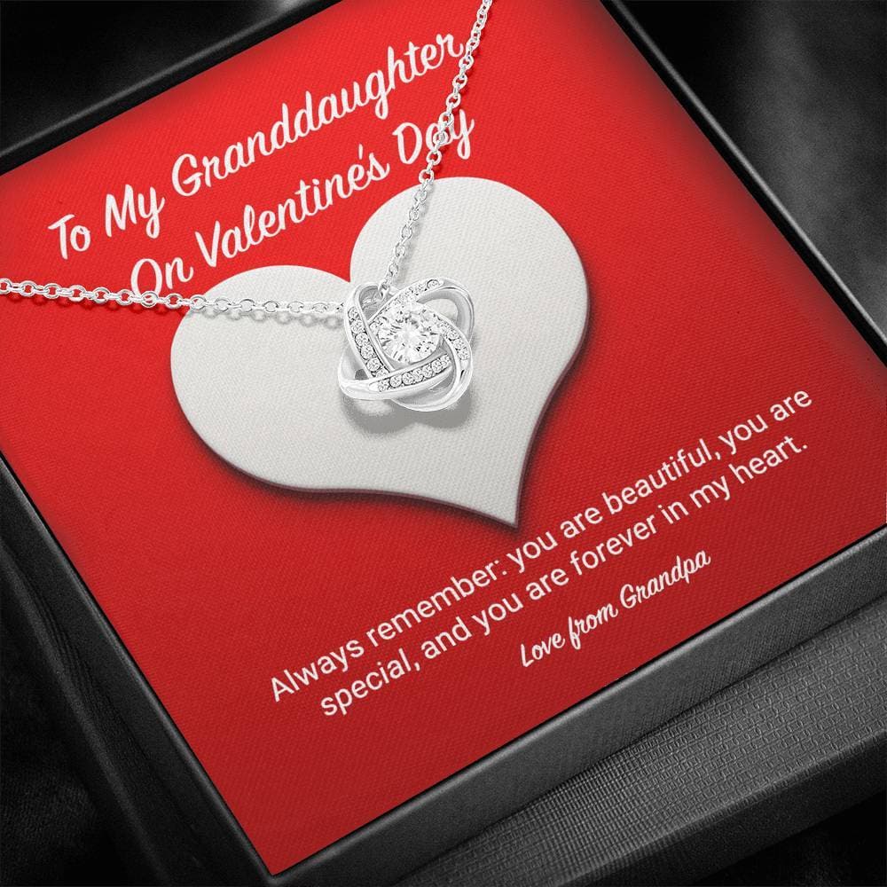 To My Granddaughter from Grandpa Valentine's Day Love Knot Necklace - KDadorn