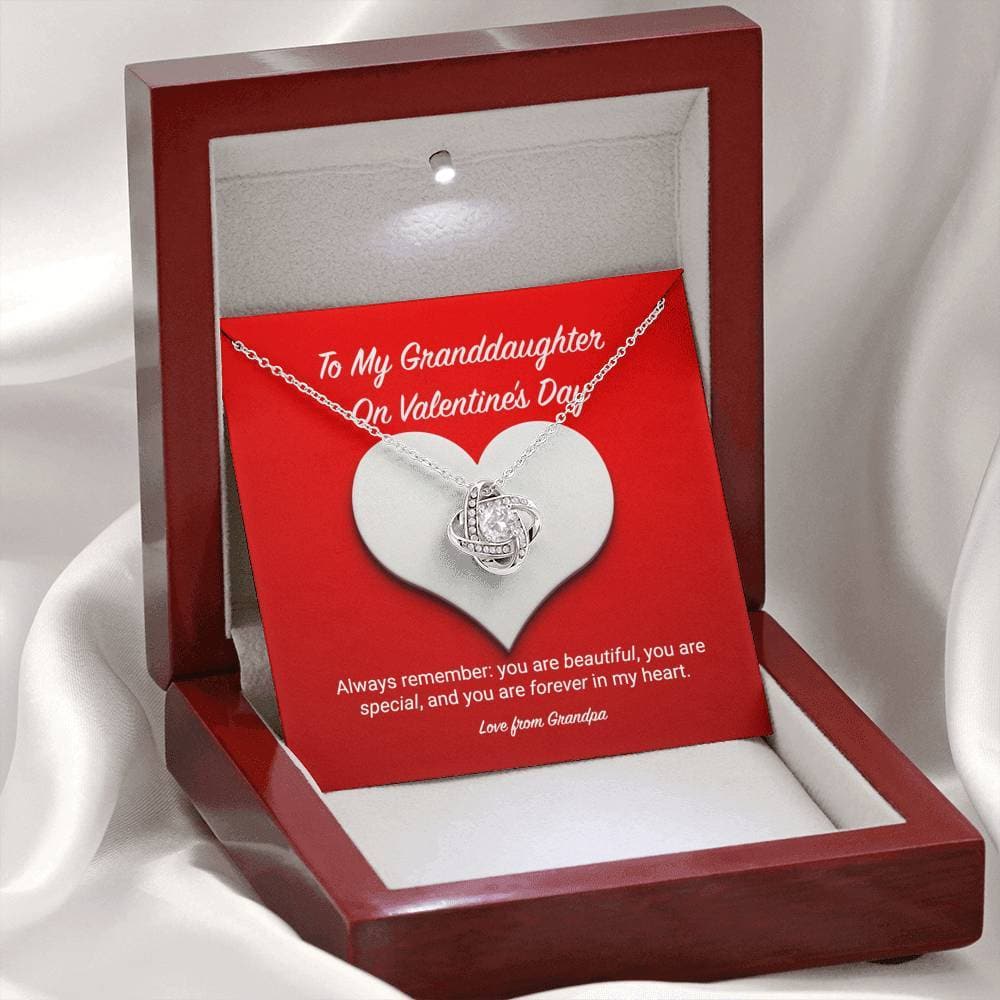 To My Granddaughter from Grandpa Valentine's Day Love Knot Necklace - KDadorn