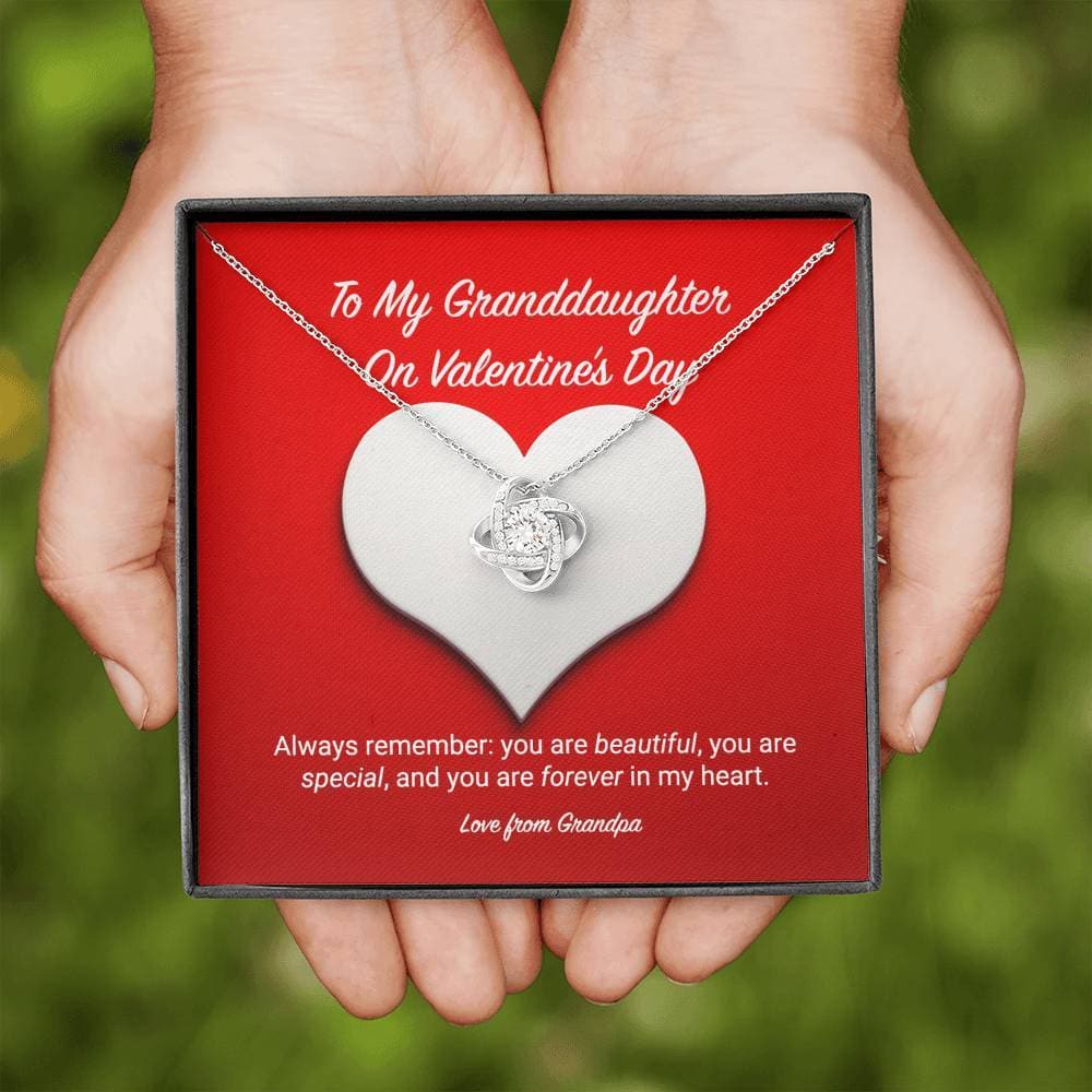 To My Granddaughter from Grandpa Valentine's Day Love Knot Necklace - KDadorn