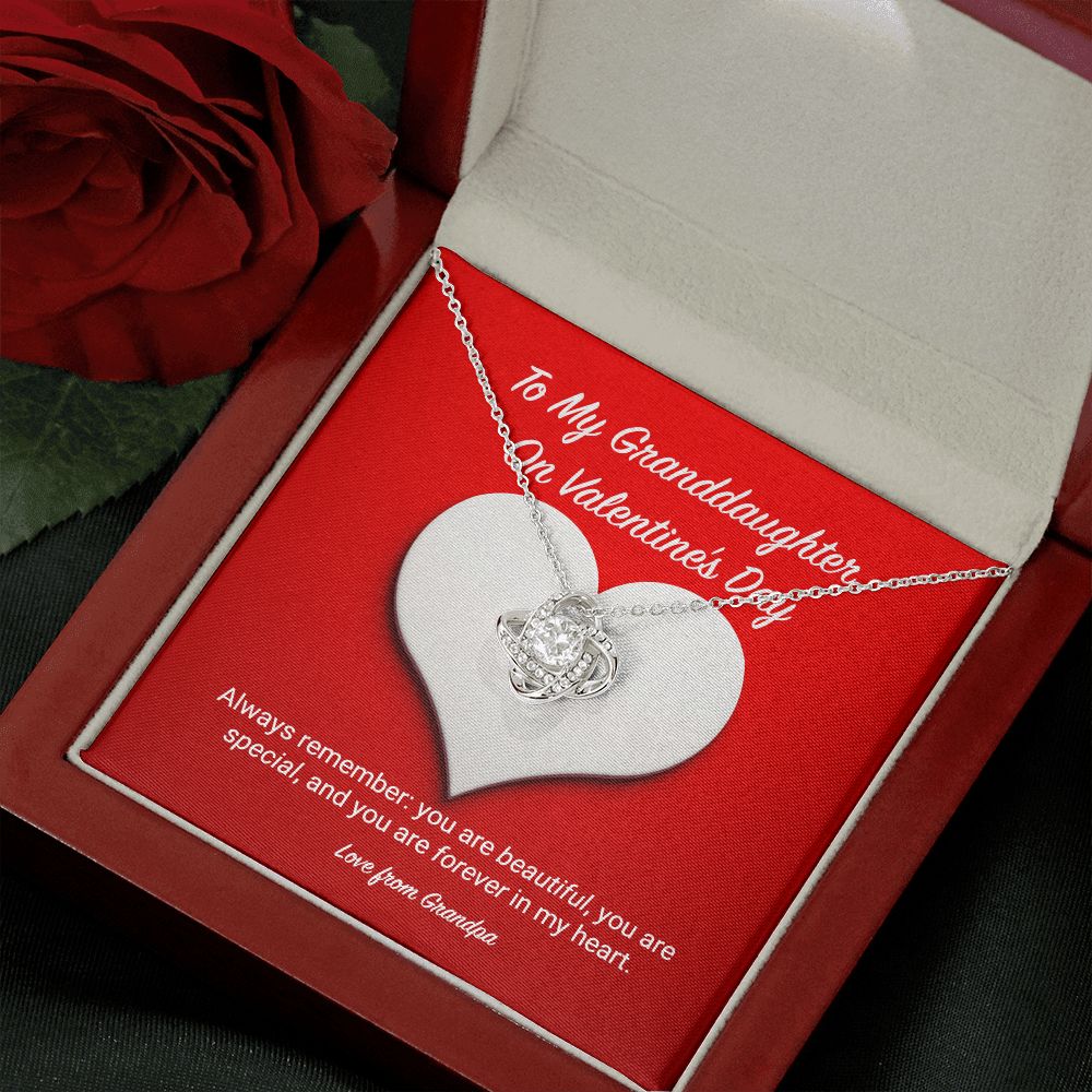 To My Granddaughter from Grandpa Valentine's Day Love Knot Necklace - KDadorn