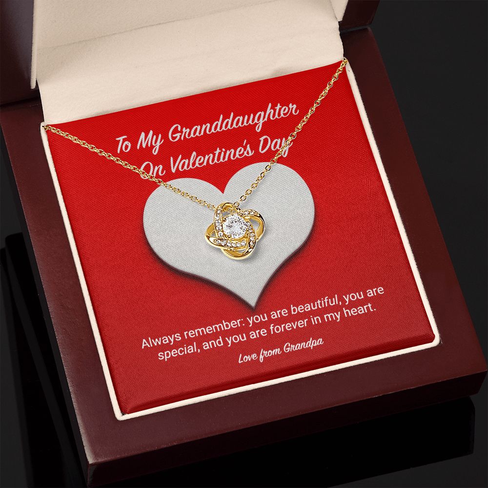 To My Granddaughter from Grandpa Valentine's Day Love Knot Necklace - KDadorn