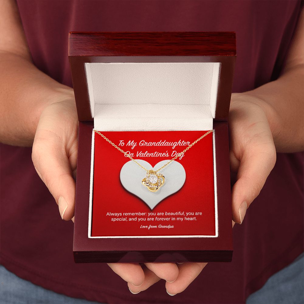 To My Granddaughter from Grandpa Valentine's Day Love Knot Necklace - KDadorn