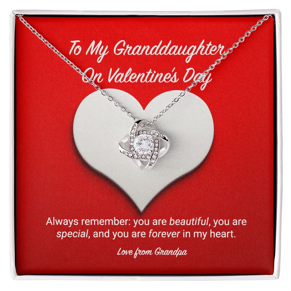 To My Granddaughter from Grandpa Valentine's Day Love Knot Necklace - KDadorn