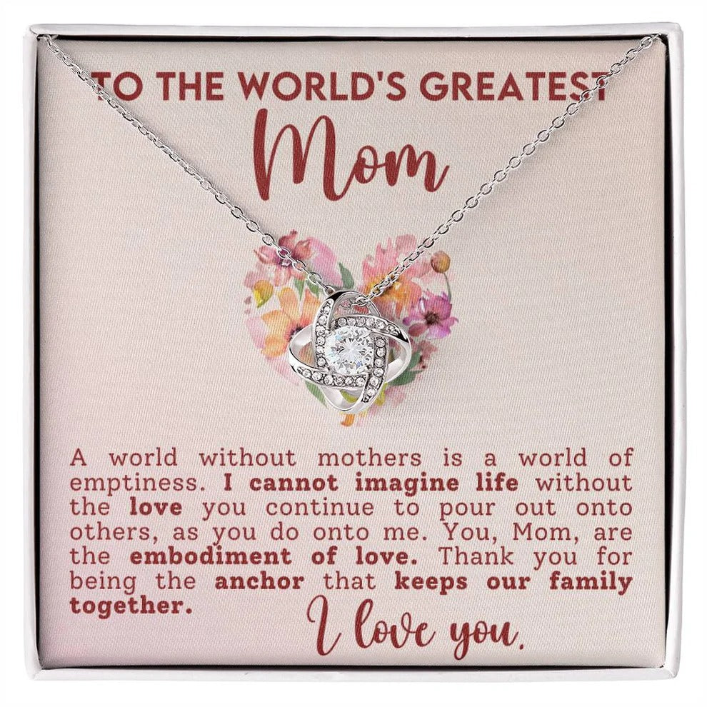To The World's Greatest Mom Knot Necklace Mother's Day Ideas Necklace For Mom Great Gift - KDadorn