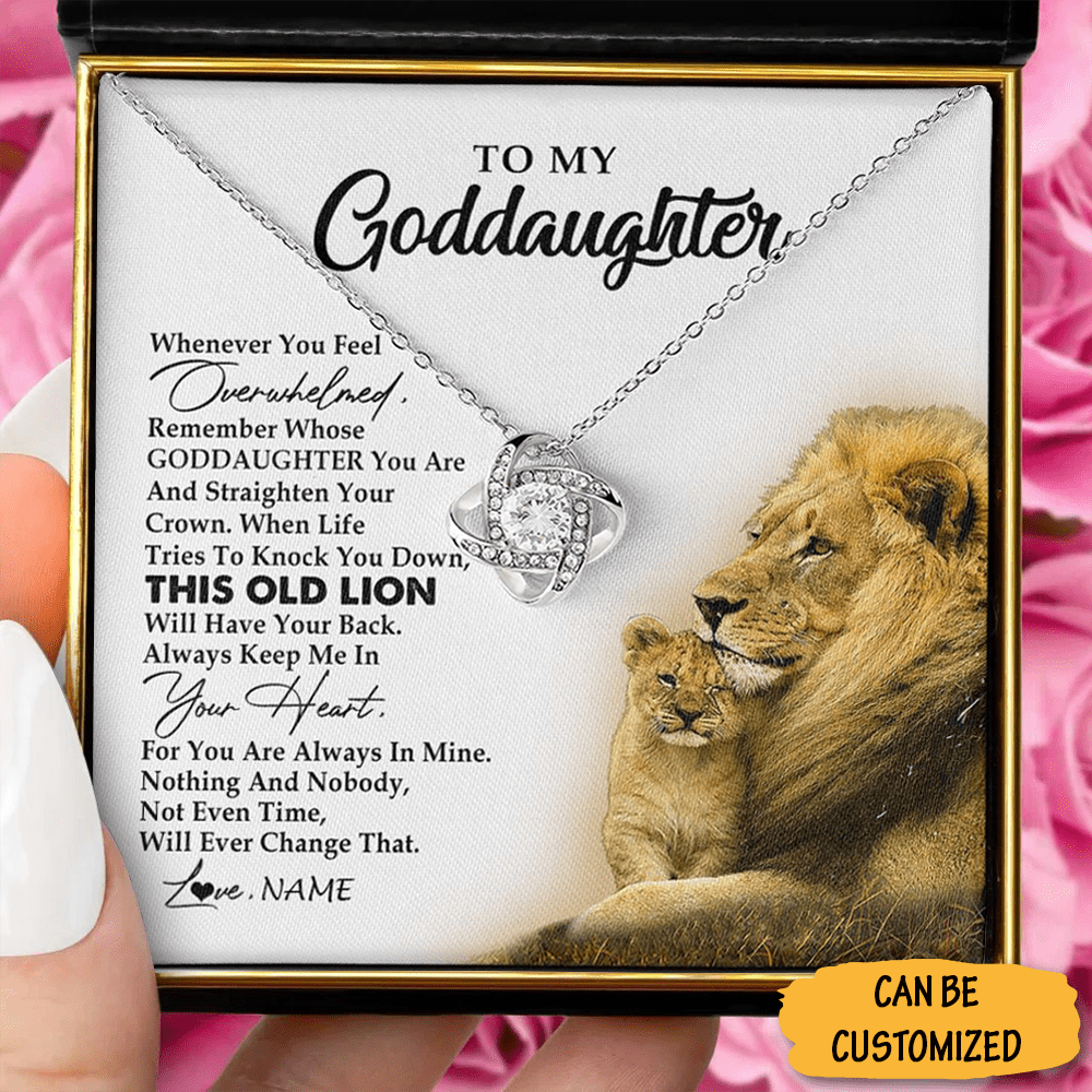 Custom Lion To My Goddaughter Love Knot Necklace From Godfather To Goddaughter Necklace Keepsake Xmas Gift - KDadorn